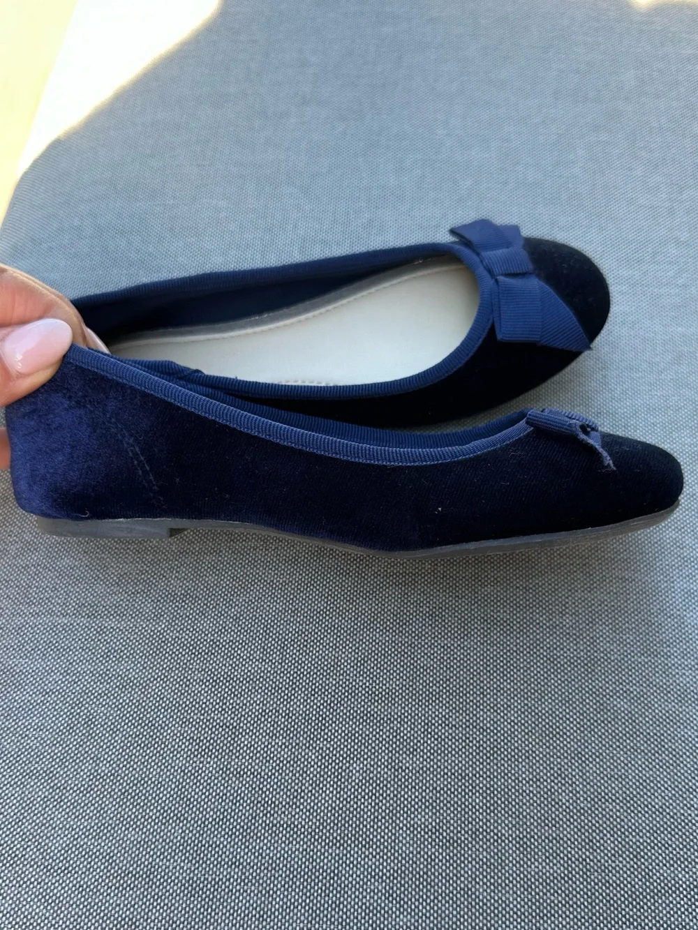 Navy Bow GYMBOREE Velvet Ballet Flats Sz 12